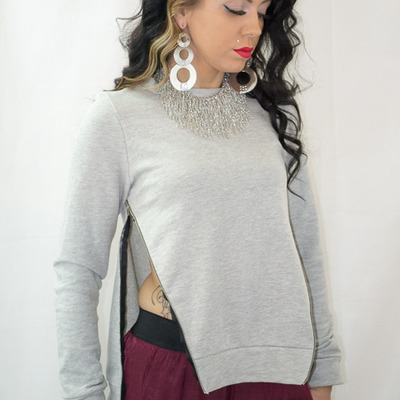 Zipper detail sweatshirt