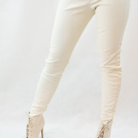 FAUX LEATHER ANKLE PANTS WITH SIDE ZIPPERS - Thumbnail 1