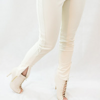 FAUX LEATHER ANKLE PANTS WITH SIDE ZIPPERS - Thumbnail 2