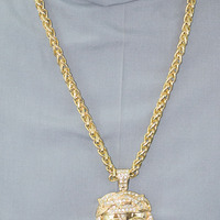 Gold chain with jesus medallion with crystals - Thumbnail 1