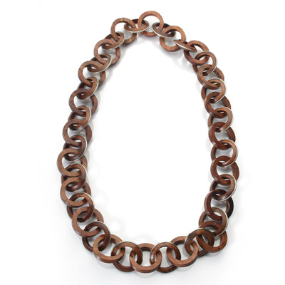 Teak handcrafted brass finish necklace