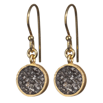 Black rose cut diamond circle earrings 