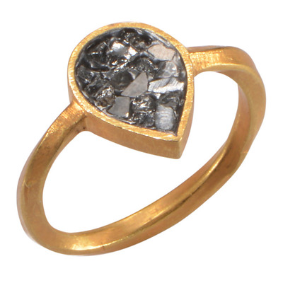 Black rose cut diamond tear drop shape ring
