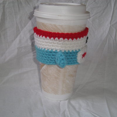 Sock monkey cup cozie