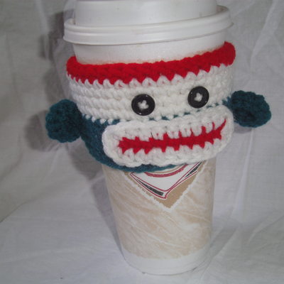 Sock monkey cup cozie