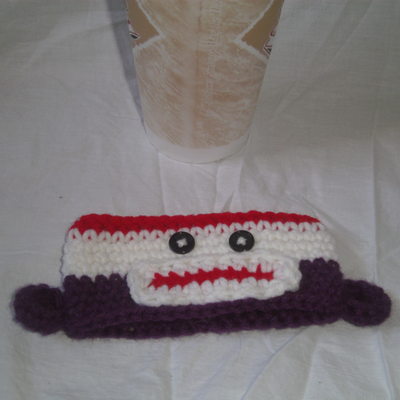 Sock monkey cup cozie