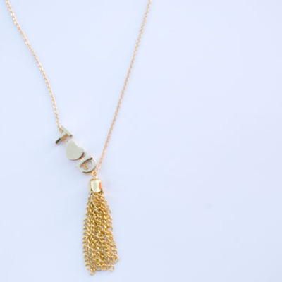 Gold filled initial tassel necklace