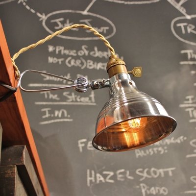 Vintage industrial clamp lamp - wall or shelf mount task light