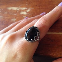 *SALE* Black Onyx Hearts Sterling Silver Ring  - Thumbnail 1