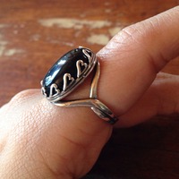 *SALE* Black Onyx Hearts Sterling Silver Ring  - Thumbnail 3