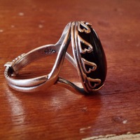 *SALE* Black Onyx Hearts Sterling Silver Ring  - Thumbnail 4