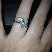 Four cz stones shaped as a flower white gold plated - Thumbnail 2