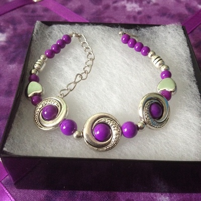 Gorgeous purple and silver bracelet with matching earrings