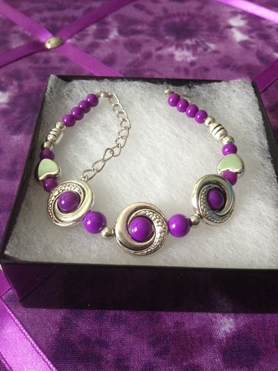 Gorgeous Purple and Silver Bracelet with Matching Earrings