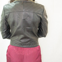 BLACK FAUX LEATHER JACKET WITH GOLD STUDS - Thumbnail 4