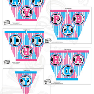 Pink & blue soccer star banner - Thumbnail 3