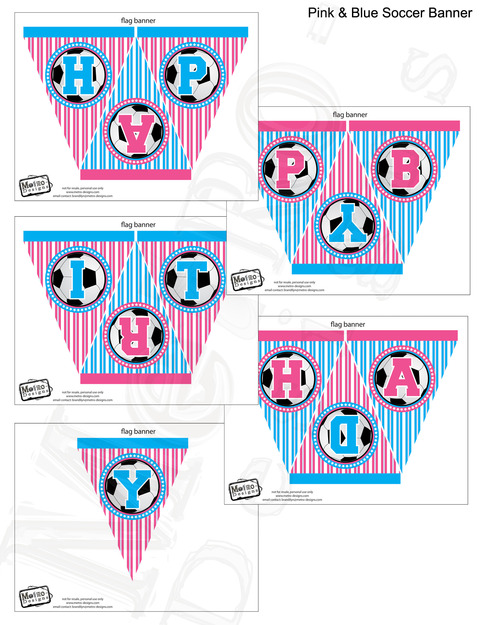 Pink & Blue Soccer Star Banner