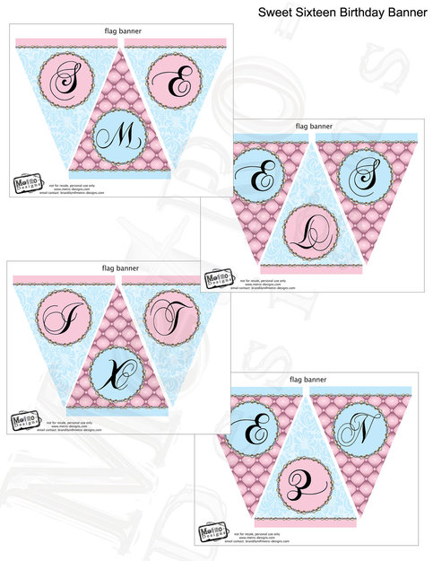 Sweet Sixteen Banner - Digital File