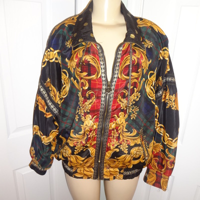 Vintage otello pelle black gold track jacket size 2x-3x