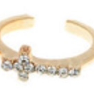 Rhinestone cross midi ring/above the knuckle ring
