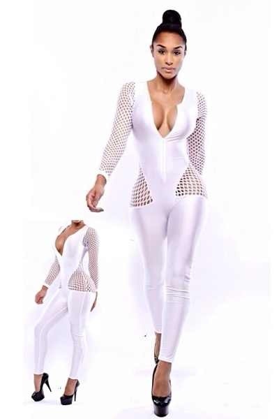 White sliced sides jumpsuit 