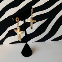 Faith-Hope-Love Cross Earrings - Thumbnail 2