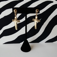 Faith-Hope-Love Cross Earrings - Thumbnail 1