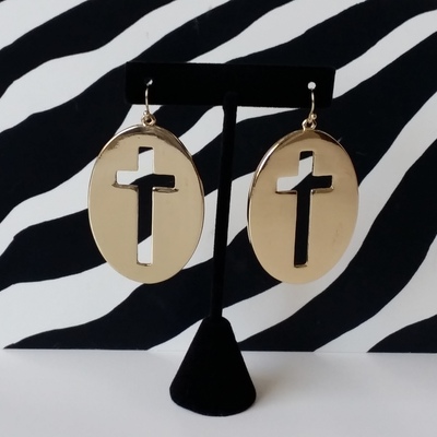 Centered cross earrings