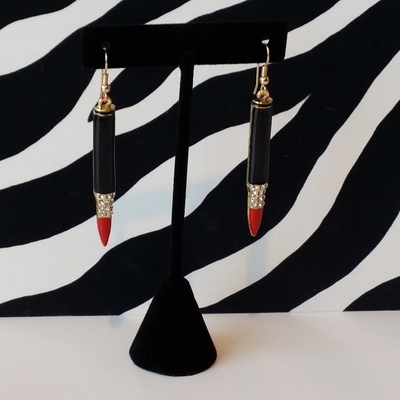 Lipstick bullet earrings