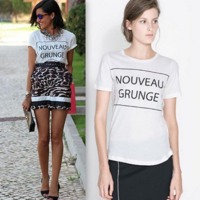 Nouveau grunge casual chic white t-shirt