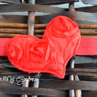 Red rose heart headband