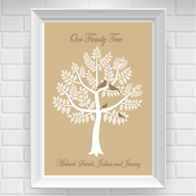 11"x14" family tree with birds poster print / wall art