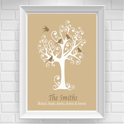 8"x10" family tree with birds poster print / wall art