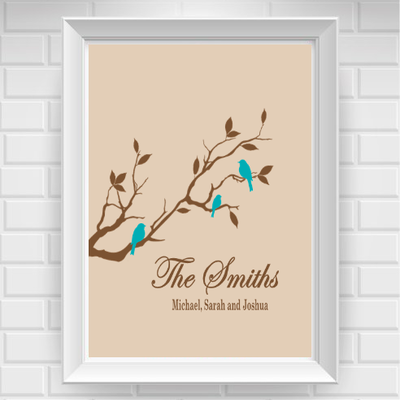 8"x10" family tree with birds poster print / wall art - Thumbnail 3