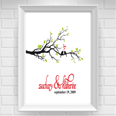 11"x14" birds in love on branch rules poster print / wall art - Thumbnail 2