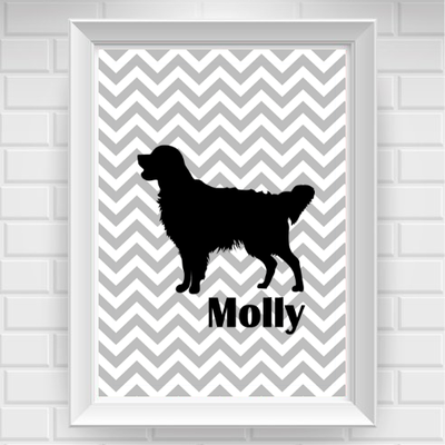11"x14" personalized golden retriever pet poster print / wall art