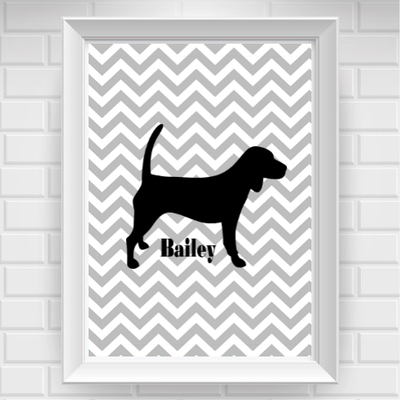 11"x14" personalized beagle pet poster print / wall art