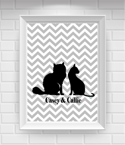 11"x14" Personalized Multiple Cat Pet Poster Print / Wall Art