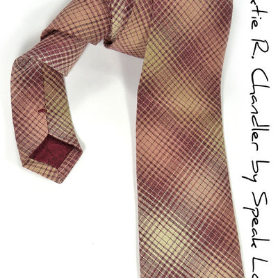 Men necktie - woven yarn dyed red and cream checkered tie