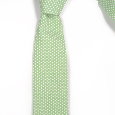 Mint green ivory polka dots necktie 