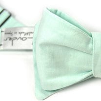 Mens Bow Tie -Blue Seafoam Chambray bowtie
