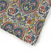 Mens Pocket Square - Teal, yellow and red paisley - Thumbnail 1