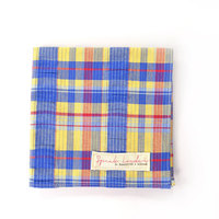 Mens Pocket Square Blue yellow red check - Thumbnail 1