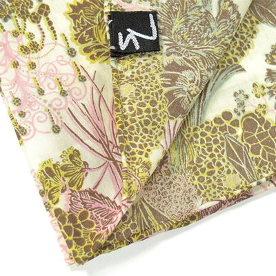 Wedding mens pocket square - yellow gold and pink flowers liberty cotton