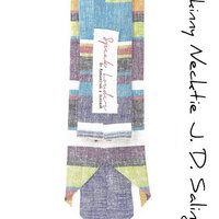 Wedding Mens Tie Skinny Necktie - striped chambray- Featured in Time Out New York - Thumbnail 1