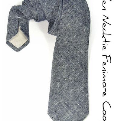 Mens necktie - dark blue denim japan chambray tie