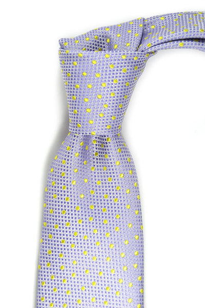 Modern tie in lilac with yellow dots Silk Necktie - High Quality Woven Silk Necktie- men tie