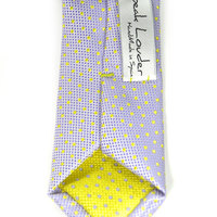 Modern tie in lilac with yellow dots Silk Necktie - High Quality Woven Silk Necktie- men tie - Thumbnail 1