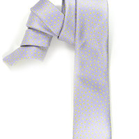 Modern tie in lilac with yellow dots Silk Necktie - High Quality Woven Silk Necktie- men tie - Thumbnail 3