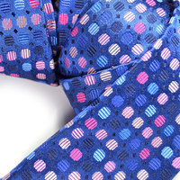 Modern tie in blue with color dots Silk Necktie - High Quality Woven Silk Necktie- men tie - Thumbnail 2